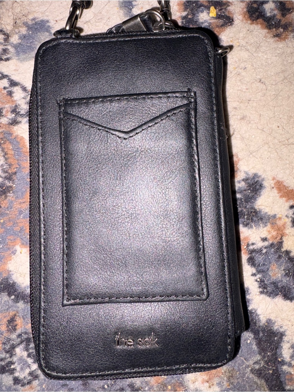 The Sak Black Leather Crossbody Card/Phone Wallet